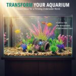 A colorful Ameliade 12-piece aquarium decoration set featuring a broken barrel cave and various artificial plastic plants.