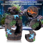 A colorful Ameliade 12-piece aquarium decoration set featuring a broken barrel cave and various artificial plastic plants.