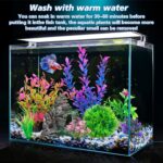 A colorful 8-piece set of Ameliade artificial aquarium plastic plants and a rock cave decoration for fish tanks.