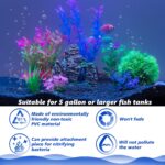 A colorful 8-piece set of Ameliade artificial aquarium plastic plants and a rock cave decoration for fish tanks.