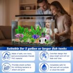 A 16-piece BOYIEENTER aquarium decoration set featuring colorful artificial plastic plants and a smooth fish cave rock.