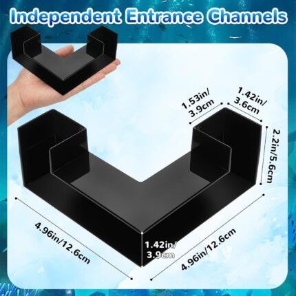 Black 5-inch EMUTOL aquarium underground tunnel with two entrances, partially buried in substrate, in a fish tank.