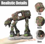 Small fazhongfa Star Wars AT-AT Walker resin aquarium decoration with fake moss details, suitable for fish tanks.