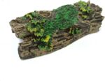 A brown resin hollow tree trunk aquarium ornament with three openings, designed for fish to hide and play.