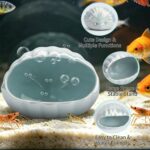 A blue ceramic shell-shaped hideout for an aquarium, designed for betta fish and other small aquatic creatures.