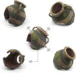 Yellow and green relaqcc Leaning Vase Hideaway Cave aquarium decor, suitable for fish and reptiles.