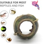 Yellow and green relaqcc Leaning Vase Hideaway Cave aquarium decor, suitable for fish and reptiles.